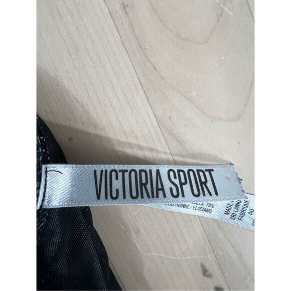 Victoria's Secret Strappy Back Sports Bra Size L Black Grey Removable Pads - Picture 8 of 12